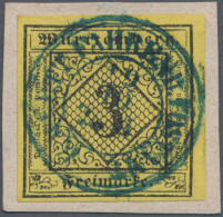 Württemberg - Marken Und Briefe: 1851, 3 Kr. Schwarz Auf Hellgelb, Type I, Kabin - Otros & Sin Clasificación