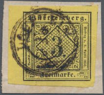 Württemberg - Marken Und Briefe: 1851, 3 Kr. Schwarz Auf Hellgelb, Breitrandig M - Autres & Non Classés