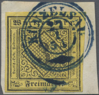 Württemberg - Marken Und Briefe: 1851, 3 Kr. Schwarz Auf Dunkelgelb, Type III, B - Andere & Zonder Classificatie