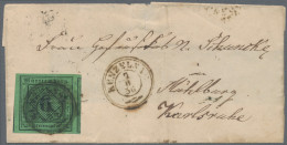 Württemberg - Marken Und Briefe: 1851, 6 Kr. Schwarz Auf Blaugrün, Allseits Enor - Otros & Sin Clasificación