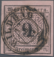 Württemberg - Marken Und Briefe: 1851, 9 Kr. Schwarz Auf Dunkelrosa, Type II, K - Autres & Non Classés