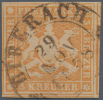 Württemberg - Marken Und Briefe: 1857, 3 Kr. Gelblichorange, Teils Weit überrand - Autres & Non Classés