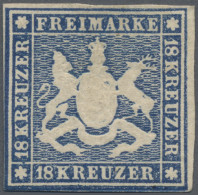 Württemberg - Marken Und Briefe: 1859, 18 Kr. Dunkelblau, Farbfrisch, Links Bzw. - Andere & Zonder Classificatie