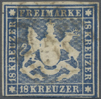 Württemberg - Marken Und Briefe: 1859, 18 Kr. Blau, Unten Links Minimal Tangiert - Andere & Zonder Classificatie