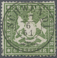 Württemberg - Marken Und Briefe: 1860, 6 Kr. Grün, Dickes Papier, Zentr. K2 SCHW - Autres & Non Classés