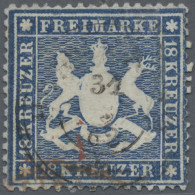 Württemberg - Marken Und Briefe: 1861, 18 Kr Dunkelblau, Dünnes Papier, Farbfris - Autres & Non Classés