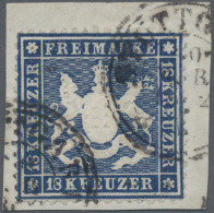 Württemberg - Marken Und Briefe: 1861, 18 Kr Dunkelblau Auf Dünnem Papier, Farbf - Autres & Non Classés