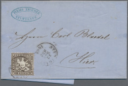 Württemberg - Marken Und Briefe: 1862, 1 Kr. Dunkelbraun, Links Oben Kurzer Eckz - Other & Unclassified