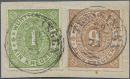 Württemberg - Marken Und Briefe: 1869, 1 Kr. Gelbgrün Und 9 Kr. Braun, Zusammen - Other & Unclassified