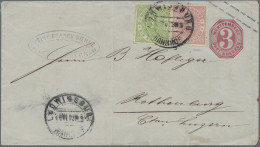 Württemberg - Marken Und Briefe: 1869, 1 Kr. Und 3 Kr. Zufrankiert Auf Ganzsache - Autres & Non Classés