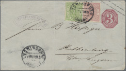 Württemberg - Marken Und Briefe: 1869, 1 Kr. Und 3 Kr. Zufrankiert Auf Ganzsache - Andere & Zonder Classificatie