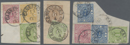 Württemberg - Marken Und Briefe: 1869, Lot Von 3 Hübschen Briefstücken, 1 Kr., 3 - Autres & Non Classés