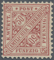 Württemberg - Marken Und Briefe: 1890, 50 Pfg. Lebhaftbraunrot, Postfrisch, Foto - Other & Unclassified