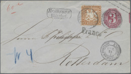 Württemberg - Ganzsachen: 1866, Ganzsachenumschlag 3 Kr. Karmin (mit Rs. Abklats - Other & Unclassified