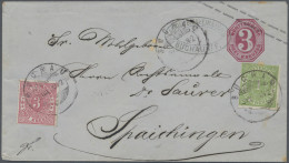 Württemberg - Ganzsachen: 1869, 1 Kr. Sowie 3 Kr. Zufrankiert Auf Ganzsachen-Ums - Sonstige & Ohne Zuordnung