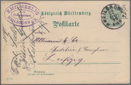 Württemberg - Ganzsachen: 1895, 5 Pf. Ziffer Grün Bedarfs-GA-Karte Mit Firmenloc - Otros & Sin Clasificación