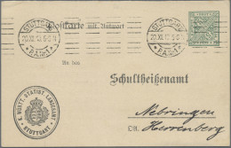 Württemberg - Ganzsachen: 1910, 5 Pfg., Frageteil Als Fernpostkarte Stuttgart - - Otros & Sin Clasificación