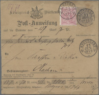 Württemberg - Postanweisungen: 1878, Post-Anweisung 20 Pfg (ohne Empfängerabschn - Andere & Zonder Classificatie