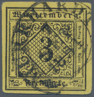 Württemberg - Stempel: MURRHARDT, Steigbügelstempel Schwarz Bzw. Blau Auf 3 Kr., - Otros & Sin Clasificación