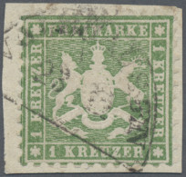 Württemberg - Bahnpost: 1863, 1 Kr Mittelgelblichgrün, Gut Gezähntes Exemplar Au - Otros & Sin Clasificación