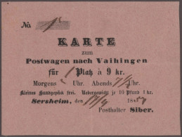 Württemberg - Besonderheiten: 1857, 17.4., Fahrschein Für Den Postwagen Von Sers - Andere & Zonder Classificatie