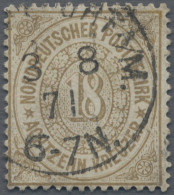 Norddeutscher Bund - Marken Und Briefe: 1869, 18 Kr. Olivbraun, Etwas In Der Zäh - Other & Unclassified