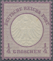 Deutsches Reich - Brustschild: 1872, Kleiner Schild ¼ Gr Grauviolett, Farbfrisch - Unused Stamps