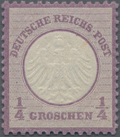 Deutsches Reich - Brustschild: 1872, Kleiner Schild ¼ Gr Grauviolett, Farbfrisch - Nuevos