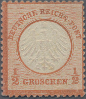 Deutsches Reich - Brustschild: 1872, Kleiner Schild ½ Gr Rötlichorange, Postfris - Ungebraucht