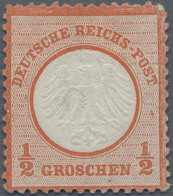 Deutsches Reich - Brustschild: 1872, Kleiner Schild ½ Gr Rötlichorange, Ungebrau - Unused Stamps