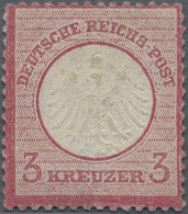 Deutsches Reich - Brustschild: 1872, 3 Kr Kleiner Schild Rötlichkarmin, Ungebrau - Ongebruikt