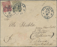 Deutsches Reich - Pfennig: 1887/1888, Destination Australien, Zwei Briefe Mit 60 - Brieven En Documenten