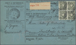 Deutsches Reich - Pfennig: 1889, Paketkarte Nach Brasilien: 50 Pfg. Olivgrün 4er - Cartas & Documentos