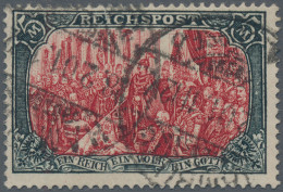 Deutsches Reich - Germania: 1900 "REICHSPOST" 5 M. Grünschwarz/rot In Type II, G - Oblitérés