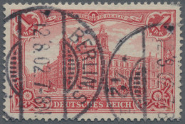 Deutsches Reich - Germania: 1902 1 M. Dunkelkarminrot Mit 26:17 Zähnungslöchern, - Usados