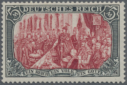 Deutsches Reich - Germania: 1902 5 M. Grünschwarz/rot Mit 26:17 Zähnungslöchern, - Nuevos