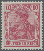 Deutsches Reich - Germania: 1911 Germania 10 Pf. (dunkel)karmin, Postfrisch, Lin - Ungebraucht