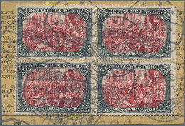 Deutsches Reich - Germania: 1905, VIERERBLOCK 5 M. Grünschwarz/rot, Mittelstück - Other & Unclassified