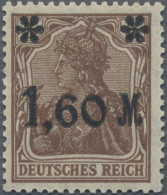 Deutsches Reich - Inflation: 1921 Germania "1,60 M" Auf 5 Pf Braun Mit STUMPFSCH - Ungebraucht