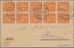 Deutsches Reich - Inflation: 1923, Arbeiter 5 Mark Orange Im 10er-Block Als Port - Covers & Documents