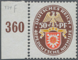 Deutsches Reich - Weimar: 1929, 50 + 40 Pf Nothilfe 'Landeswappen', Linkes Rands - Ungebraucht