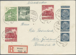 Deutsches Reich - 3. Reich: 1934 'Hindenburg' 4 Pf. Im VERZÄHNTEN, Senkr. 3er-St - Lettres & Documents