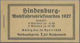 Deutsches Reich - Markenheftchen: 1927 Zwei MH "Hindenburg" Je Mit Durchgezähnte - Markenheftchen