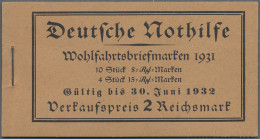 Deutsches Reich - Markenheftchen: 1931, 2 M. Nothilfe-Markenheftchen, Komplett M - Booklets