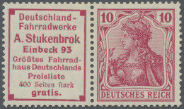 Deutsches Reich - Zusammendrucke: 1911, "Deutschland-Fahrradwerke A. Stukenbrok" - Zusammendrucke