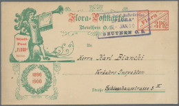 Deutsches Reich - Privatpost (Stadtpost): BEUTHEN O.S.,1900, "Flora-Postkarte" M - Private & Lokale Post