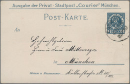 Deutsches Reich - Privatpost (Stadtpost): MÜNCHEN Courier, 1898, 5 Pf Blau Bildg - Correos Privados & Locales