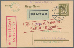 Deutsches Reich - Ganzsachen: 1924/1925, Flugpostkarte 15 Pfg. Holztaube, Drei P - Sonstige & Ohne Zuordnung