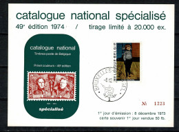 Belg. 1686 Op/sur Carte Souvenir Catalogue National Spécialisé - Edition 1974 (2 Scans) - Herdenkingskaarten - Gezamelijke Uitgaven [HK]