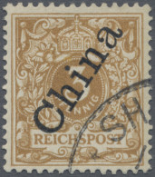 Deutsche Post In China: 1898, Adler, Steiler Aufdruck, 3 Pfg. Hellocker, Mit Ste - China (oficinas)